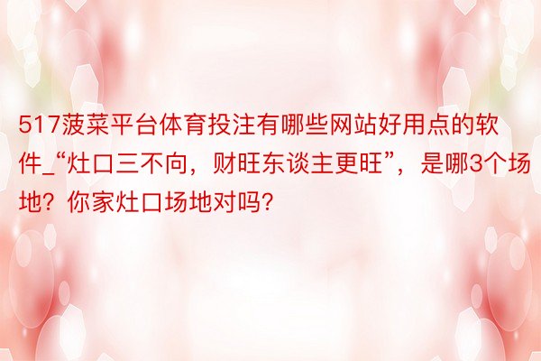 517菠菜平台体育投注有哪些网站好用点的软件_“灶口三不向，财旺东谈主更旺”，是哪3个场地？你家灶口场地对吗？