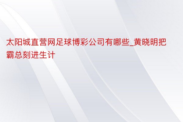 太阳城直营网足球博彩公司有哪些_黄晓明把霸总刻进生计 ​​​