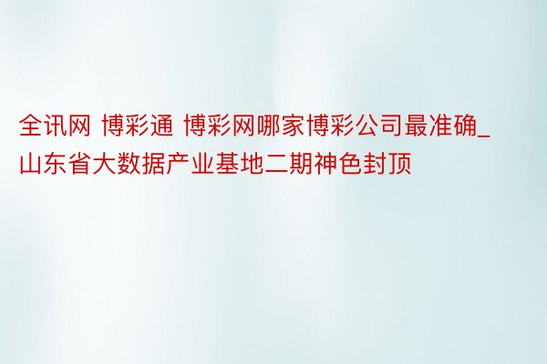 全讯网 博彩通 博彩网哪家博彩公司最准确_山东省大数据产业基地二期神色封顶