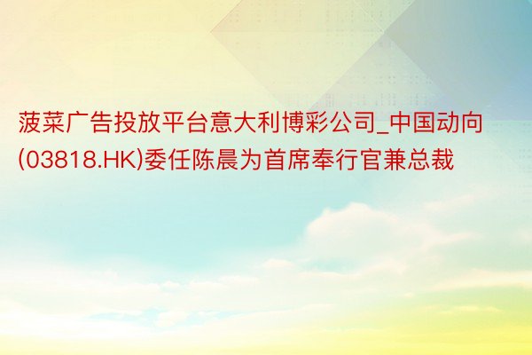 菠菜广告投放平台意大利博彩公司_中国动向(03818.HK)委任陈晨为首席奉行官兼总裁